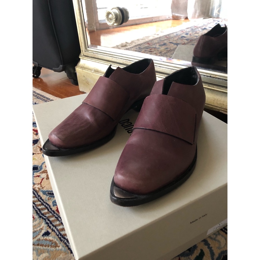 Edgy leather dress shoes metal tip